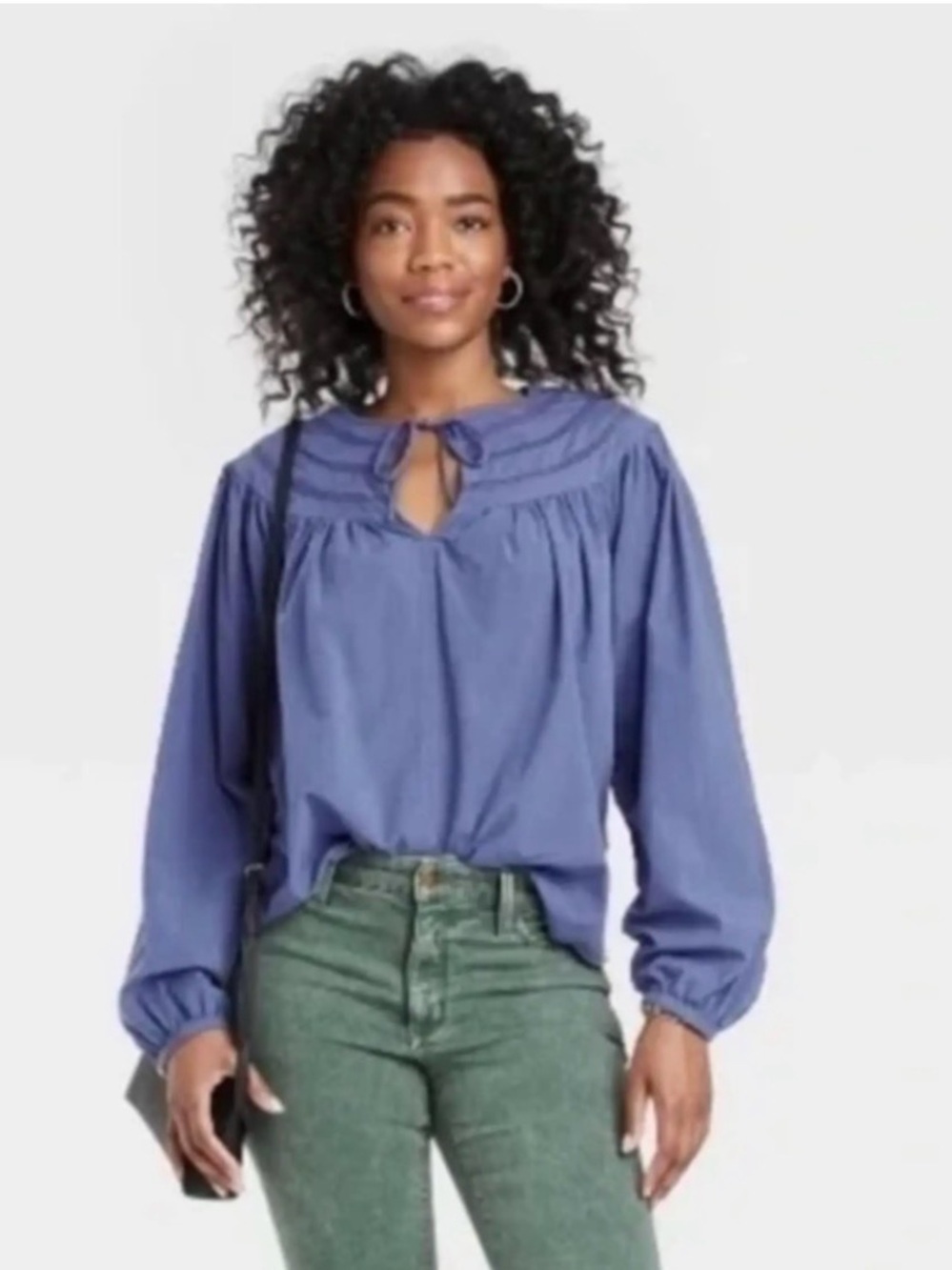 Universal Thread Purple Peasant Blouse with Tie Front